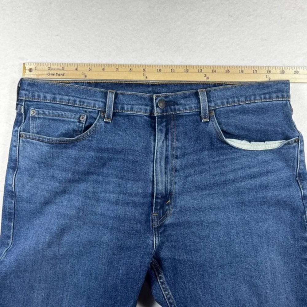Levis 505 Regular Fit Dark‎ Wash Straight Leg Jeans Mens 38x30 Blue Denim